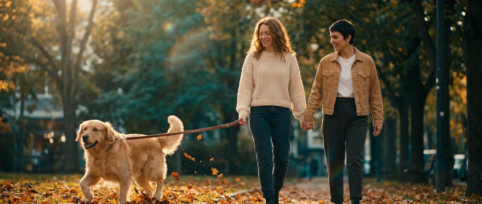 Using the reference image of this couple — preserve their faces, hair, skin tones, and body types. This is a pre-wedding / engagement / dating photo, NOT a wedding ceremony.

Same young lesbian couple