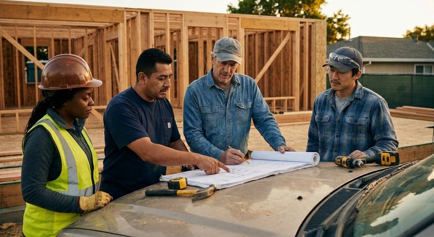 Blueprint review on the truck hood