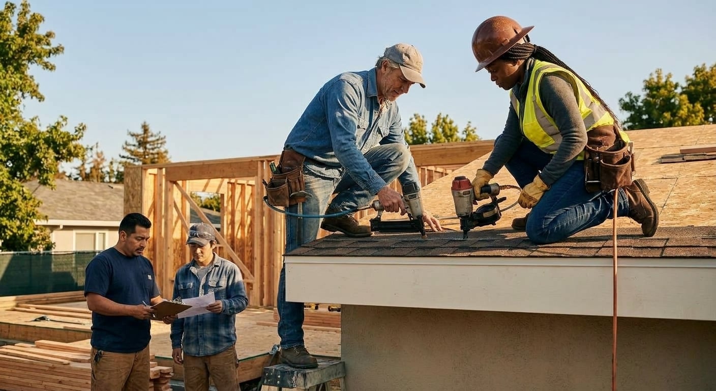 Crew on the roof